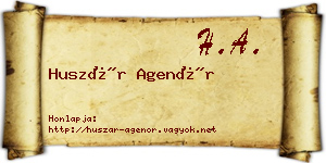 Huszár Agenór névjegykártya